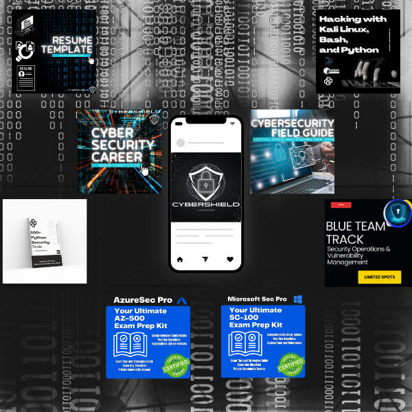 Diagram of CyberSHIELD's solutions: free lifetime access, centralized resources, and community mentorship, represented with icons and interconnected lines.